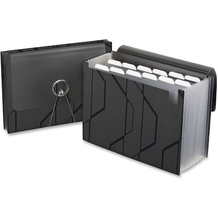 Pendaflex Expanding File, 13 Pocket(s), Poly, Black, Elastic Closure, Flap, Durable 2327
