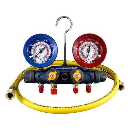 Yellow Jacket Manifold Gauge Set, 5 ft L, 3 1/8 in Gauge 46022