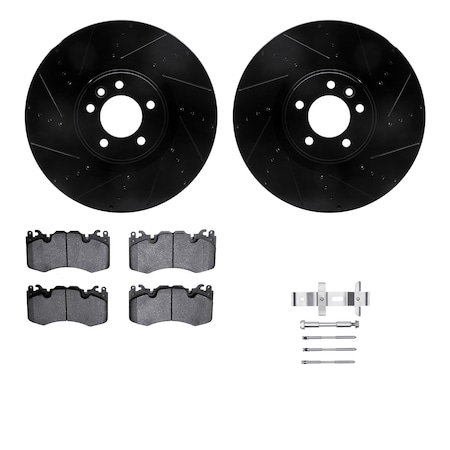 Dynamic Friction Co DFC Rotors-Drilled & Slotted-Black w/ EURO 5000 Ceramic Brake Pads Incl Hdw 8612-11020