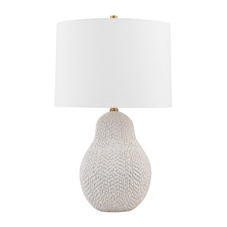 Troy Lighting Crater 1 Light Table Lamp 16 In. Patina Brass/Ceramic Satin White Gold PTL2525-PBR/CSD