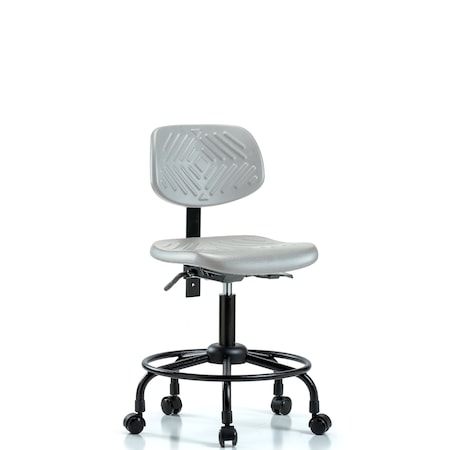 Blue Ridge Ergonomics Poly Chair with Round Tube Base - Desk Height with Medium Back, Seat Tilt, & Casters in Gray Poly PDHCH-MB-RT-T1-A0-RC-GRY