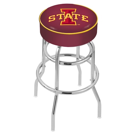 Holland Bar Stool Co 30" Iowa State Cushion Seat, 2-Ring Chrome Swivel Bar Stool L7C130IowaSt