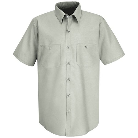 Red Kap Men's Short Sleeve Poplin Work Shirt, Cotton/Polyester, Button Fronts, 2 Pocket(s), Light Gray, 3XL SP24LA SS 3XL