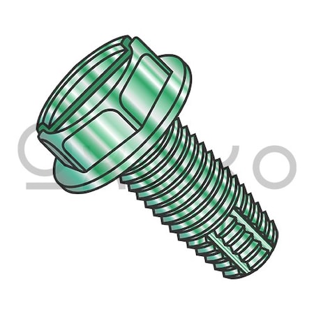 Oxoxo 8-32X1/4 Slot Ind Hex Wash Grounding Thread Cutting Screw Type F, F/T Zinc Bake Green, 10000PK 356840