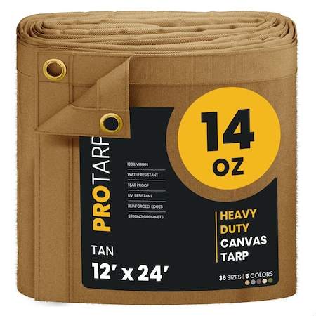 Protarp 12 ft. x 24 ft., 14 Oz, Tan, Polyester PT-305-12X24