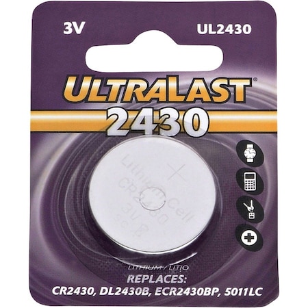 Ultralast Dantona UL2430 Lithium Button General Purpose Battery - For Multipurpose - CR2430 - 280 mAh - 3 V DC UL2430