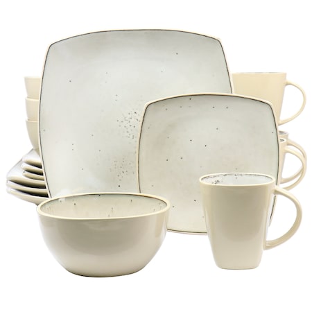 Gibson Elite Soho Lounge 16 Piece Stoneware Dinnerware Set in Light Taupe 130931.16