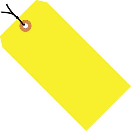 Partners Brand Shipping Tags, Pre-Strung, 13 Pt., 5 3/4" x 2 7/8", Fluorescent Yellow, PK1000 G12072A