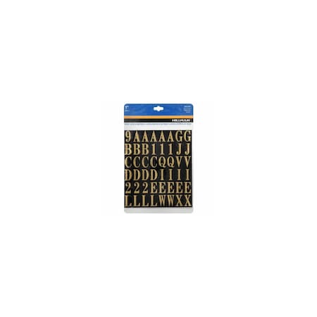 Hillman Letter and Number Set 1" Gold Mylar Self-Adhesive 0-9, A-Z Glossy 842266