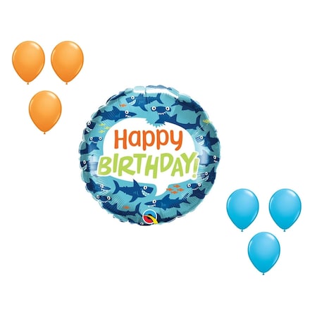 Loonballoon Birthday Fun Sharks Balloon Medium Shape Set 6x latex 81131