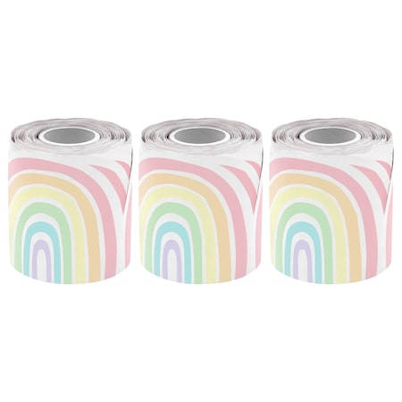 Teacher Created Resources Pastel Pop Rainbows Die-Cut Rolled Border Trim, 50 Feet, 3PK TCR9160