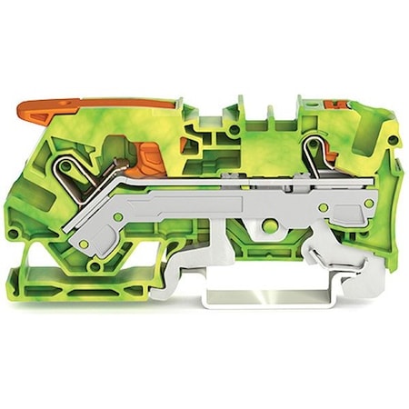 Wago Terminal Block, 2.96" L, Green; Yellow 2106-5207