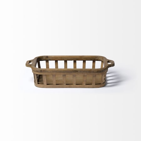 Homeroots Set of Two Brown Wood Indoor Outdoor Tray With Handles 376048