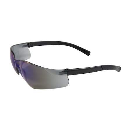 Bouton Optical Rimless Safety Glasses with Black Temple, Blue Mirror Lens and Anti-Scratch Coating 250-06-0006