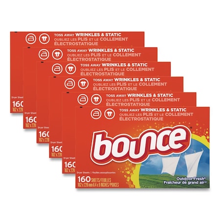 Bounce Fabric Softener Sheets, Outdoor Fresh, 160 Sheets/Box, PK6 80168
