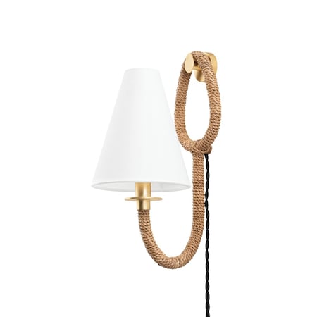Troy Lighting Deaver 1 Light Plug-In Sconce 6.5 In. Vintage Gold Leaf PTL1215-VGL