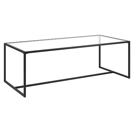 Homeroots 47" Black Glass And Steel Coffee Table 520957