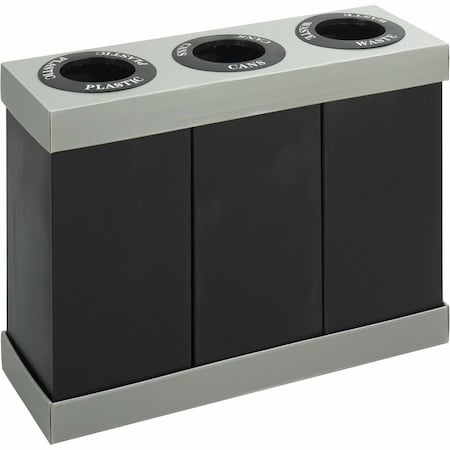 Safco Recycling Center For PlasticCansWaste, 84 Gallon, BlackGray 9798BL