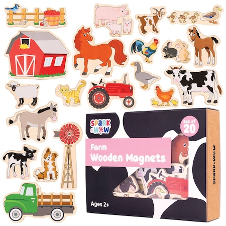 Spark & Wow Wooden Magnets, Farm, 20-Piece Set SW400023