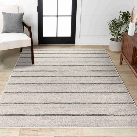 Jonathan Y Williamsburg Minimalist Stripe Cream/Gray 5 ft. x 8 ft. Area Rug MOH201A-5