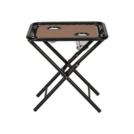 Woodard Sunny Isles Folding Side Table with 2 Cup Holders for Zero Gravity Chair, Mocha Tan 270114