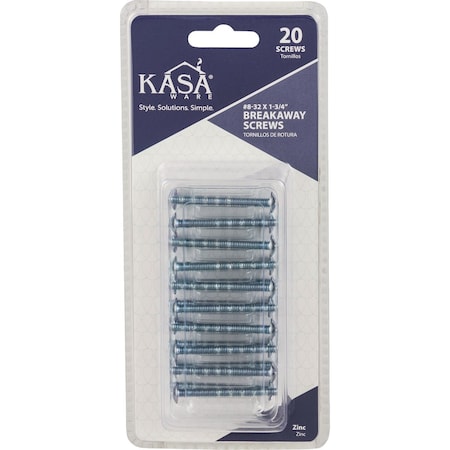 Hardware Resources KasaWare 8/32''x1-3/4'' Breakaway Screws, 20PK KFFBR-A-ZN20