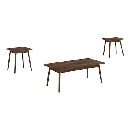 Monarch Specialties Table Set, 3pcs Set, Coffee, End, Side, Accent, Living Room, Walnut Laminate, Mid Century, Modern I 7850P