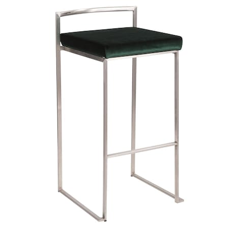Lumisource 34 x 17.5 x 16 in. Fuji Contemporary Stainless Steel Barstool - Green, Set of 2, 2PK B30-FUJI VGN2