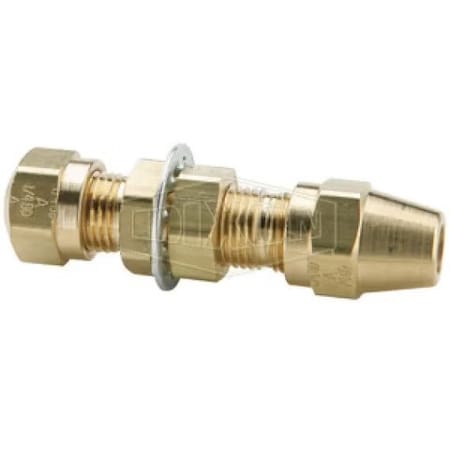 Dixon Air Brake Bulkhead Union, 1/2 in x 11/16-20, Tube x Straight Thread, Brass, Domestic 62NABH8