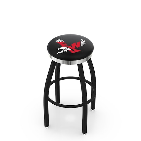 Holland Bar Stool Co 36" Blk Wrinkle Eastern Washington Swivel Bar Stool, Chrome Ring L8B2C36EastWA