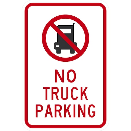 Lyle No Truck Parking (w/graphic), 12x18, High Intensity Prismatic, White G-4143-HI_12x18
