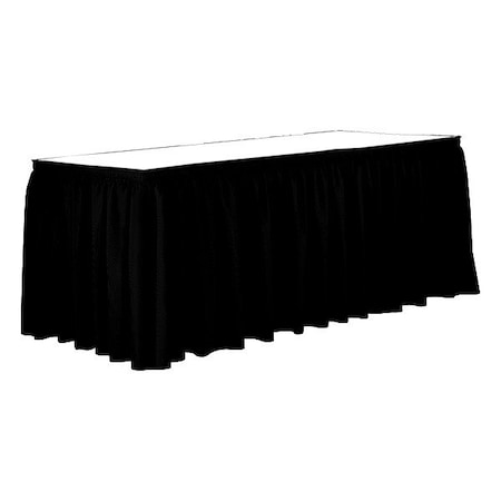R&R Textile Table Skirt, 29" H, 21 1/2 ft L, Black EE-Pshirred-21.5FTx29in-Black