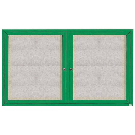 Aarco Outdoor Illuminated Enclosed Bulletin Board w/ Al Frame, Powder Coated Green, 36''Hx60''W ODCC3660RIG