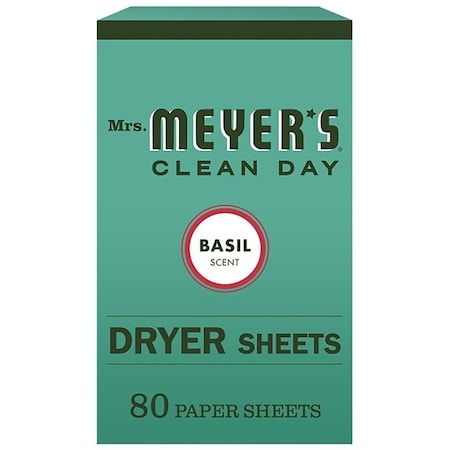 Mrs. Meyers Clean Day Clean Day 014448 Dryer Sheet, Basil, 80PK 14448