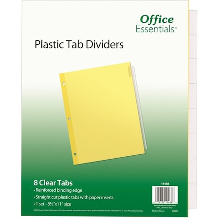 Avery Dennison Avery Office Essentials Economy Insertable Tab Divider, 8.5"x11", 8 Tabs, Buff/Clear 11468