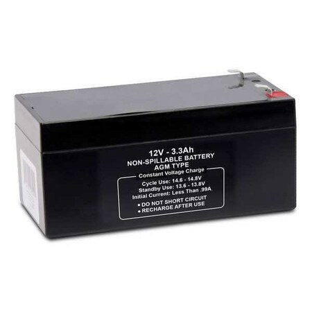 Zoro Select Sealed Lead Acid Battery, 12VDC, 3.3Ah 47030