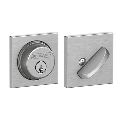Schlage Residential Collins Single Cylinder Deadbolt C Keyway with 12287 Latch and 10116 Strike Satin Chrome Finish B60COL626