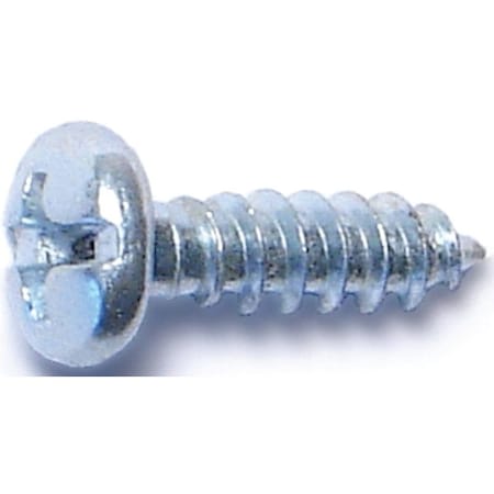Midwest Fastener Sheet Metal Screw, #6 x Zinc Plated Steel Pan Head Phillips Drive 3158