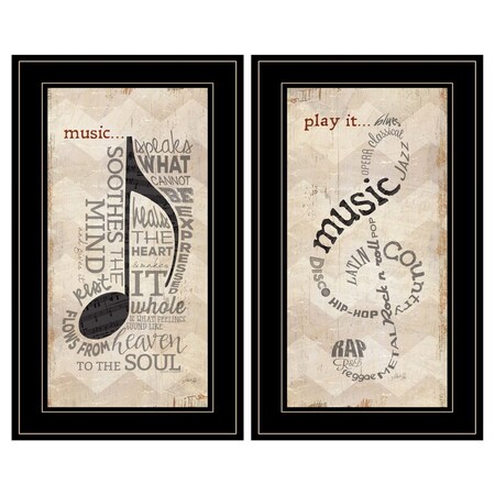 Homeroots Set Of Two Music 6 Black Framed Print Wall Art, 2PK 405731