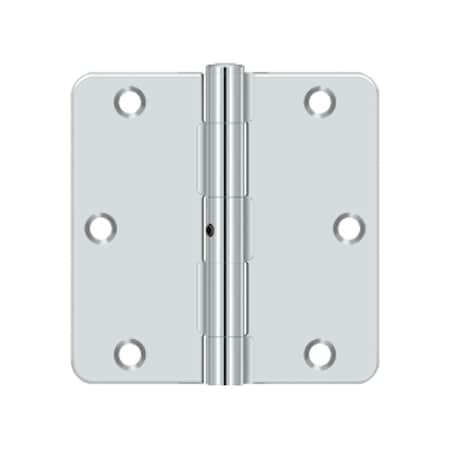 Deltana 3-1/2 x 3-1/2 x 1/4 Radius Hinge Non Removable Pin; Bright Nickel Finish S35R4N26