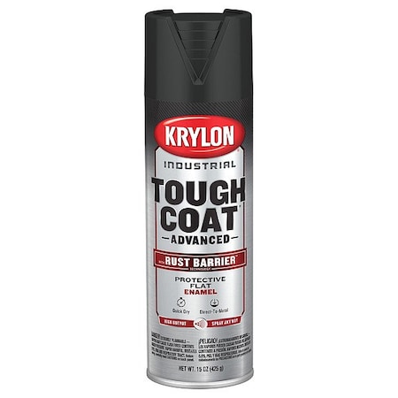 Krylon Industrial Spray Paint, Black, Flat, Solvent, 15 oz K00789008