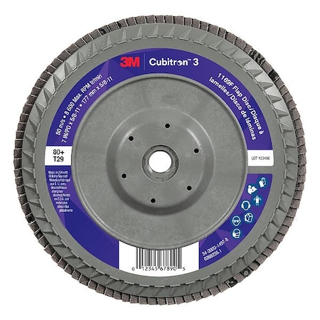 3M Cubitron Abrasive Flap Disc, Coated, Polyester, PK5 7100380504