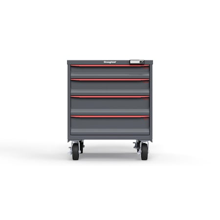 Strong Hold 4 drawer cabinet - (1x 4in, 1x 5in, 2x 6in) - Red accents - Electronic Lock S3036-PCRAS-0402DS
