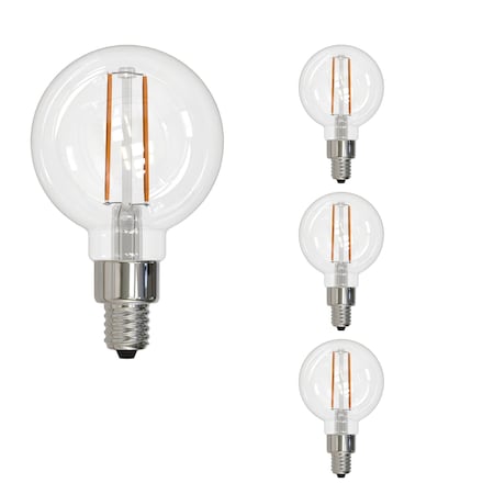 Bulbrite 25w Equivalent Dimmable G16 Vintage Edison Clear LED Light Bulb Candelabra (E12) Base, 2700K, 4PK 862694