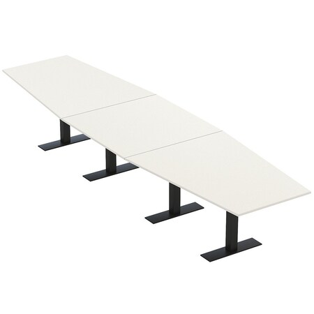 Skutchi Designs 16ft Conference Table With Power Unit | 16 Person Modular Hexagon Meeting Table | Harmony Series HAR-HEX.IR-48X192-T.BK-W960-EBLK