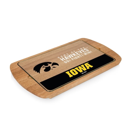 Picnic Time Family Of Brands NCAA Iowa Hawkeyes Billboard Glass Top Cheese Board - Charcuterie Boards, Parawood 911-01-505-224-0