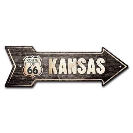 Signmission Kansas 66 2 Arrow Sign Funny Home Decor 24in Wide P-ARROW8-999793