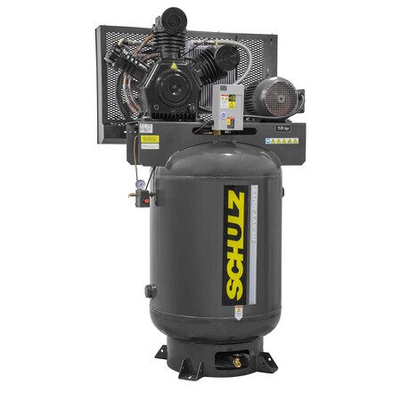 Schulz AIR COMPRESSOR - 10HP THREE PHASE - LOW BOY 120 GALLONS VERTICAL TANK - 208-230-460V 932.9369-0