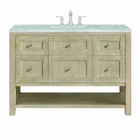 James Martin Vanities Breckenridge 48'' S Vanity, Whitewashed Oak w/ Victorian Sil Silestone Top w/ Wireless Charger 330-V48-WWO-FVSL