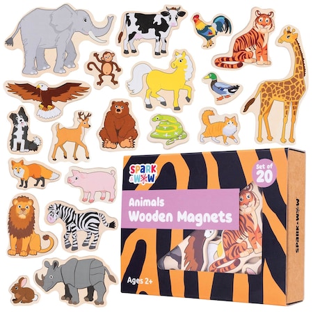 Spark & Wow Wooden Magnets, Animals, 20-Piece Set SW400022